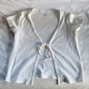 Brandy Melville Cream Tie-Front Tee